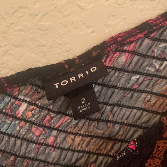 Torrid one shoulder black printed dress sz 2 - Picture 3 of 4